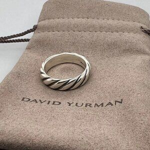 David Yurman 925 Sterling Silver 6mm Sculpted Cable Contour Ring Size 8US